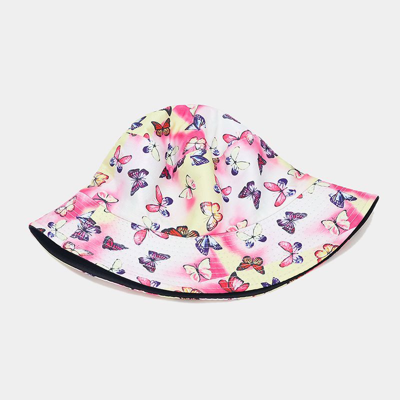Sombrero de cubo de estampado de mariposa de tieño de poliéster de poliéster al por mayor